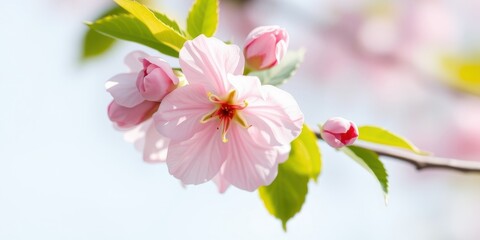 Fototapeta premium Delicate Pink Blossom on Branch with Soft Background