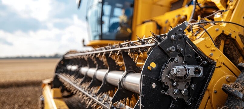 Durable Engine Design for Combine Harvester with Visible Pistons and Belts Detail