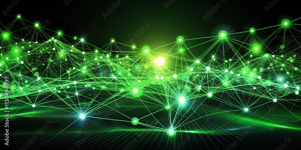 Poster dynamic digital green data flow silhouette: abstract network concept, technology background, futuris