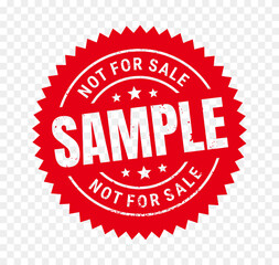Sample not for sale stamp. Isolated in transparent background. Circle vector red grunge rubber stamp. vector illustration