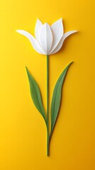 Tulip Flowers, Paper Cut Art, Abstract Image, Texture, Pattern Background, Wallpaper, Cover and Screen for Smartphone, PC, Laptop, 9:16 and 16:9 Format