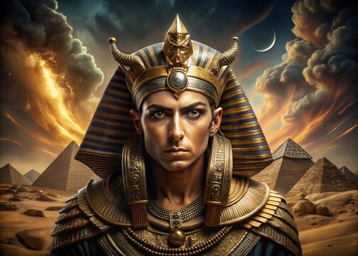 Egyptian God Set: Pharaoh King Cartoon Portrait - Ancient Egypt Mythology
