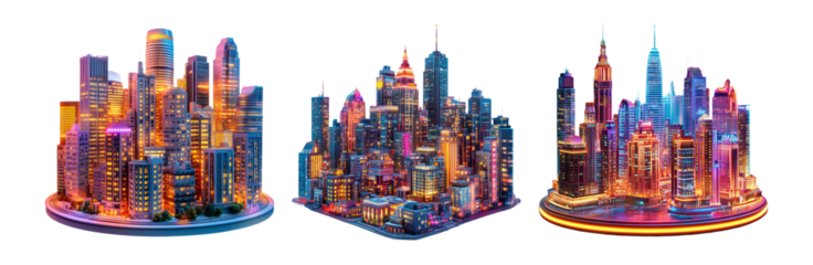 Futuristic Cityscape at Night with Neon Lights