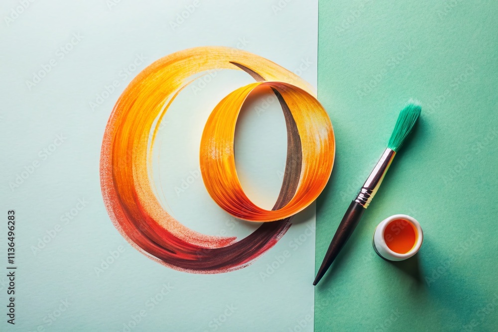 Poster elegant brush calligraphy letter o design for creative product branding with ample copy space for cu