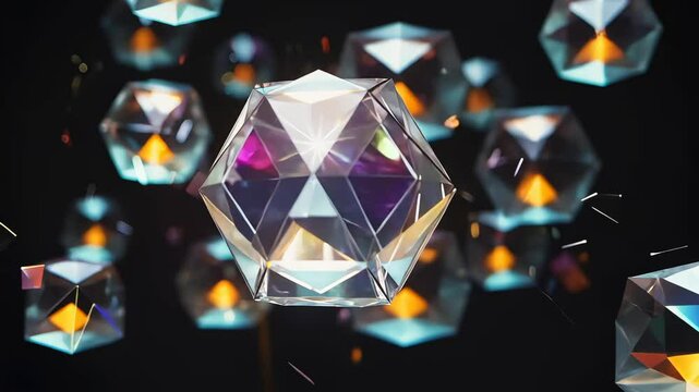 Brilliant Luxury Blue Diamond Gemstone Illustration with Shiny Black Triangle Pattern