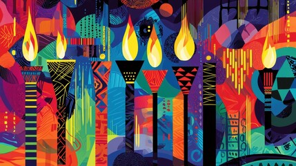 Vibrant Kwanzaa Poster with Abstract African Patterns for Educational and Event Use