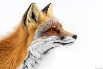 Fototapeta premium Studio photo of a fox isolated against a white background. Wildlife and conservation concept, space for copy.
