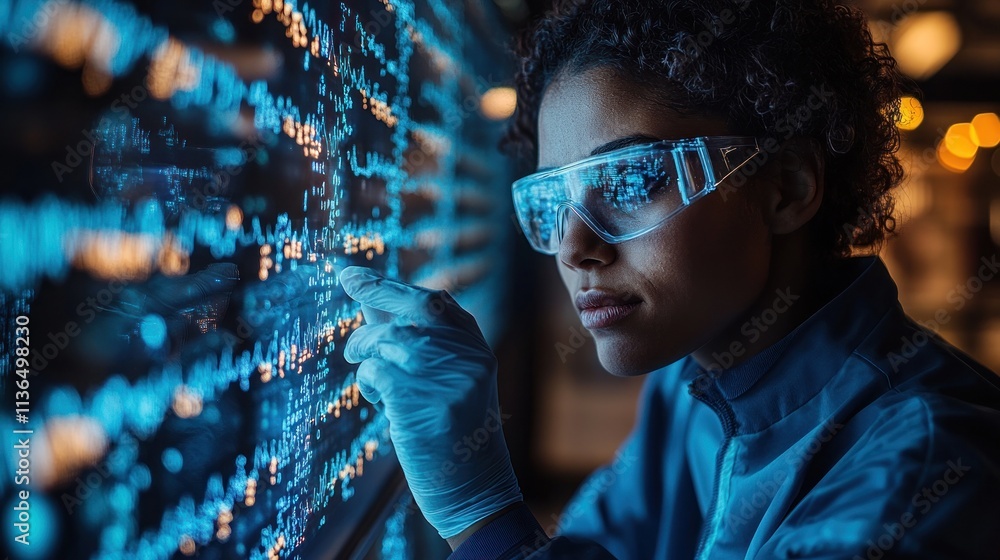 Aufkleber scientist analyzing data on digital interface