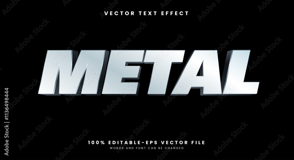 Poster metal 3d editable text effect template with shiny text style