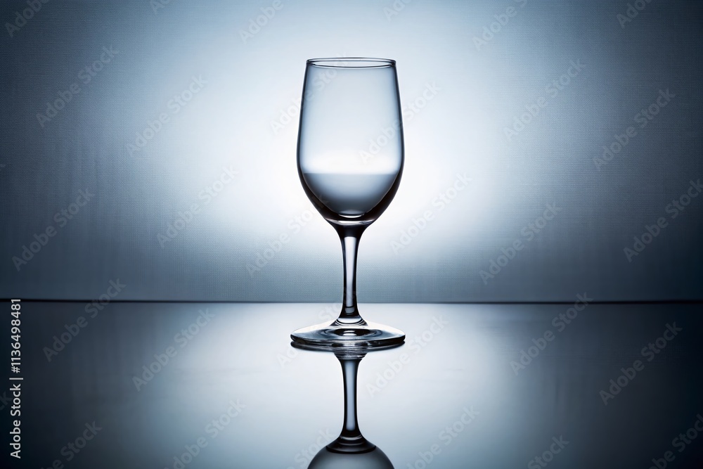 Poster elegant silhouette of a water glass isolated on white background with subtle reflections and shadows