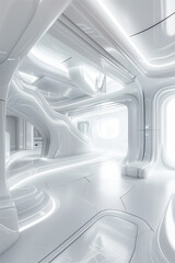Fototapeta premium Sci fi white interior