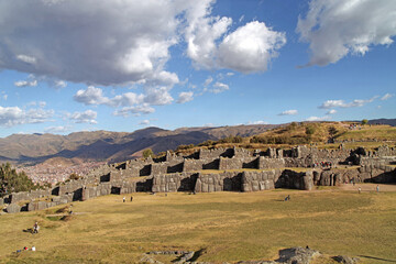 View of the ruins of the Sacsayhuaman fortress, Cusco Peru
