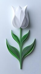 Obraz premium Tulip Flowers Formed With Paper Cut Art, Abstract Image, Texture, Pattern Background, Wallpaper, Cover and Screen of Smartphone, PC, Laptop, 9:16 and 16:9 Format