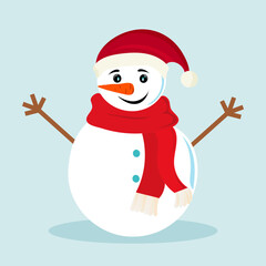 Snowman with Santa cap for Christmas.