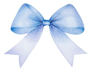 beautiful blue and white bow with sparkling design, perfect for gifts and decorations