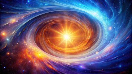 Obraz premium Celestial Vortex A Radiant Star at the Heart of a Cosmic Spiral Nebula