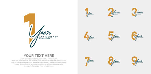 Anniversary logo set vector design, brown and black color for celebration event