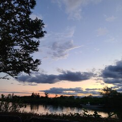 sunset over the river