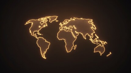 Global Map Illuminated World Outline Glowing Earth Travel Connectivity