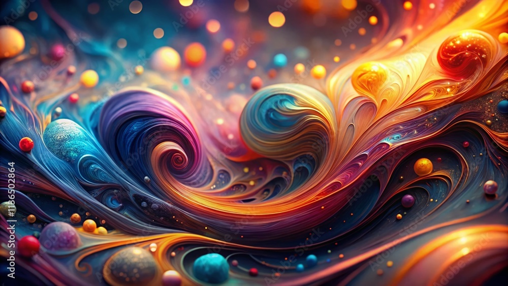 Poster ethereal ink imagination abstract art design with bokeh effect, colorful swirls and dreamy blurs cre