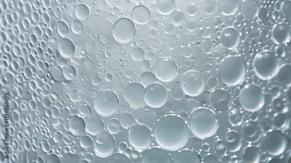 Poster zoom video reveals bubble wrap texture featuring whites with circular patterns, soft light enhances 
