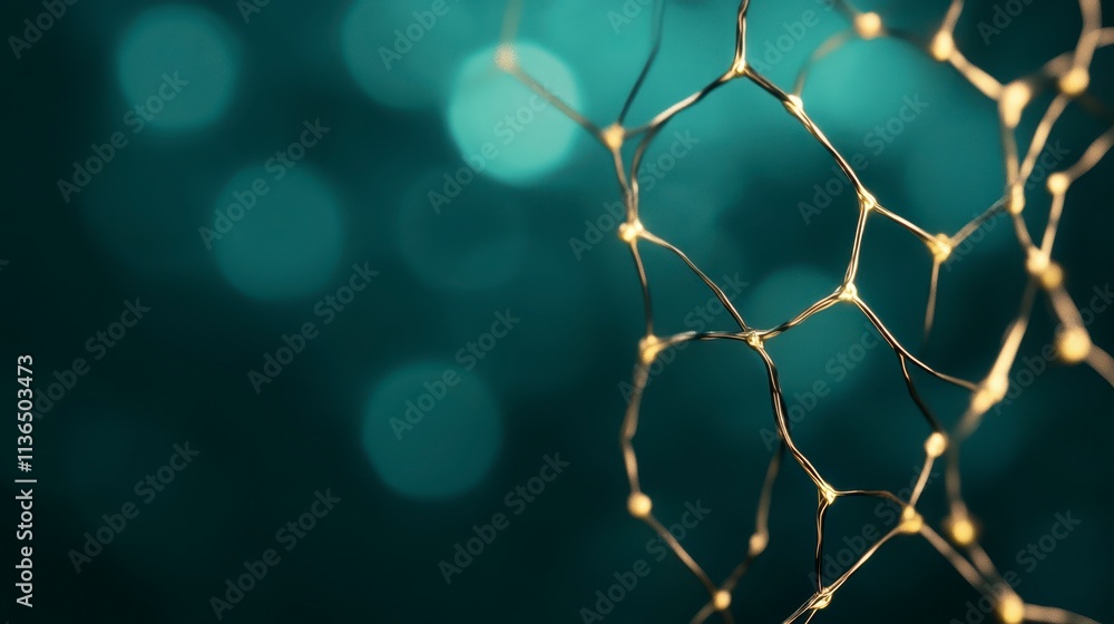 Poster abstract gold network connection technology mesh bokeh background