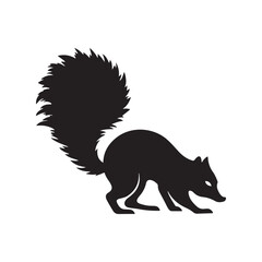 Obraz premium Skunk with a bushy tail silhouette vector art black color design and solid white background 