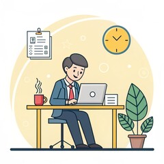 Create a corporate cartoon style illustration feat