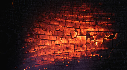 glowing board, burning wood, background