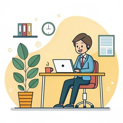 Create a corporate cartoon style illustration feat