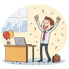 Create a corporate cartoon style illustration feat