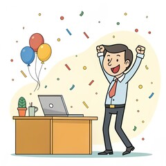 Create a corporate cartoon style illustration feat