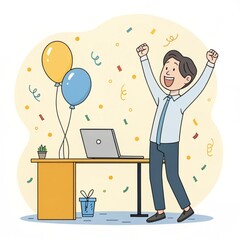 Create a corporate cartoon style illustration feat