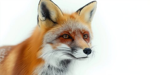 Obraz premium Studio photo of a fox isolated against a white background. Wildlife and conservation concept, space for copy.