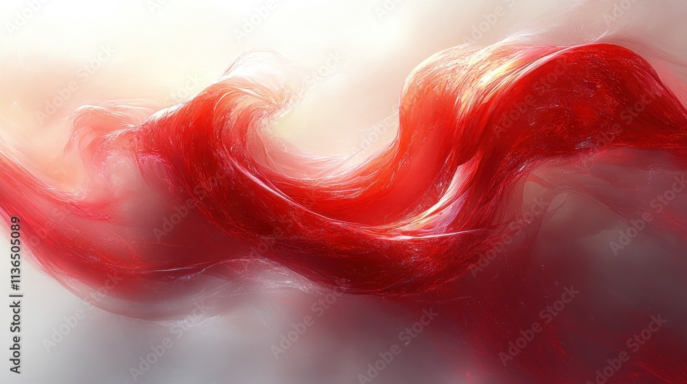 Poster abstract red wave flowing through soft background