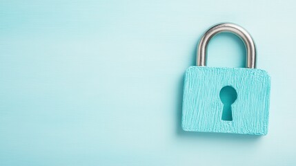 Fototapeta premium Pastel Blue Padlock Security Concept Privacy Safety