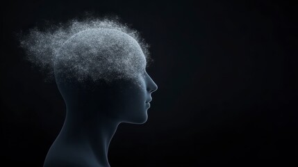 Abstract Mind Disintegrating Head Thought Digital Art Grey Scale