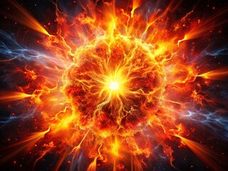 Fiery Red Orange Plasma Explosion Stock Photo - High Resolution Background Image
