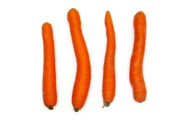 Counting Exercise with Four Carrots on a White Background – Educational Math and Food Concept Stock Image