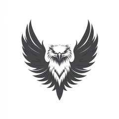 Obraz premium Majestic eagle with wings spread wide, fierce expression.