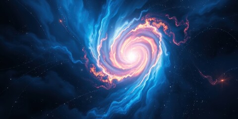 Cosmic Swirl A mesmerizing celestial vortex of vibrant blue and fiery orange hues, radiating energy and ethereal beauty across the dark expanse of space.