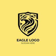 Eagle shield logo with black and white outline