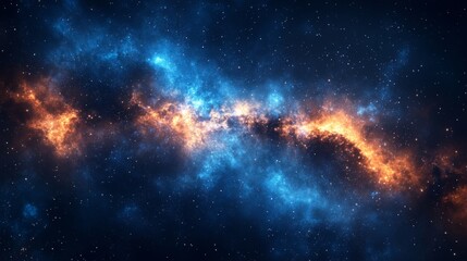 Fototapeta premium Vibrant galaxy with glowing blue and orange nebula
