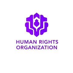 Obraz premium Human Rights Organization Logo: Purple and gradient abstract logo design with the text 