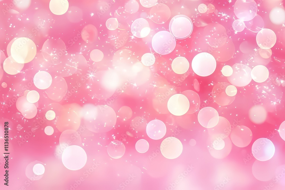 Poster soft pink bokeh lights create a dreamy ambiance with blurred circles and gentle illumination