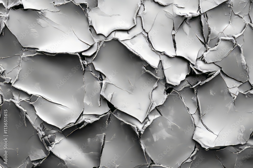 Aufkleber Chipped ice texture featuring rough edges and sharp surfaces in varying shades of gray