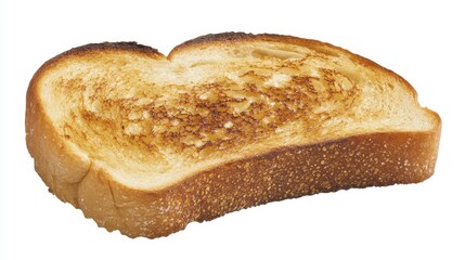 Golden Crispy Toast Slice on White Background