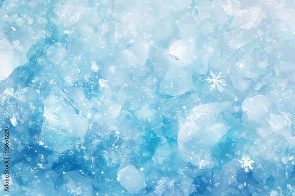 Aufkleber detailed texture of clear ice with delicate snowflakes embedded throughout, showcasing winter's beau
