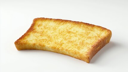 Fototapeta premium Golden Crispy Toast Slice on White Background