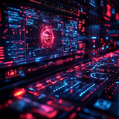 Obraz premium Futuristic Digital Interface with Neon Lights